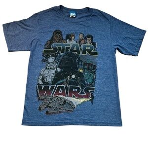 Star Wars Kids Blue Heather Graphic Short Sleeve Tee Shirt | Size Youth Medium